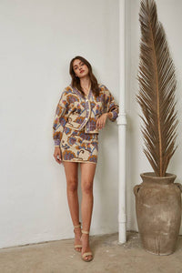 Jacquard Knit V-Neck Cardigan