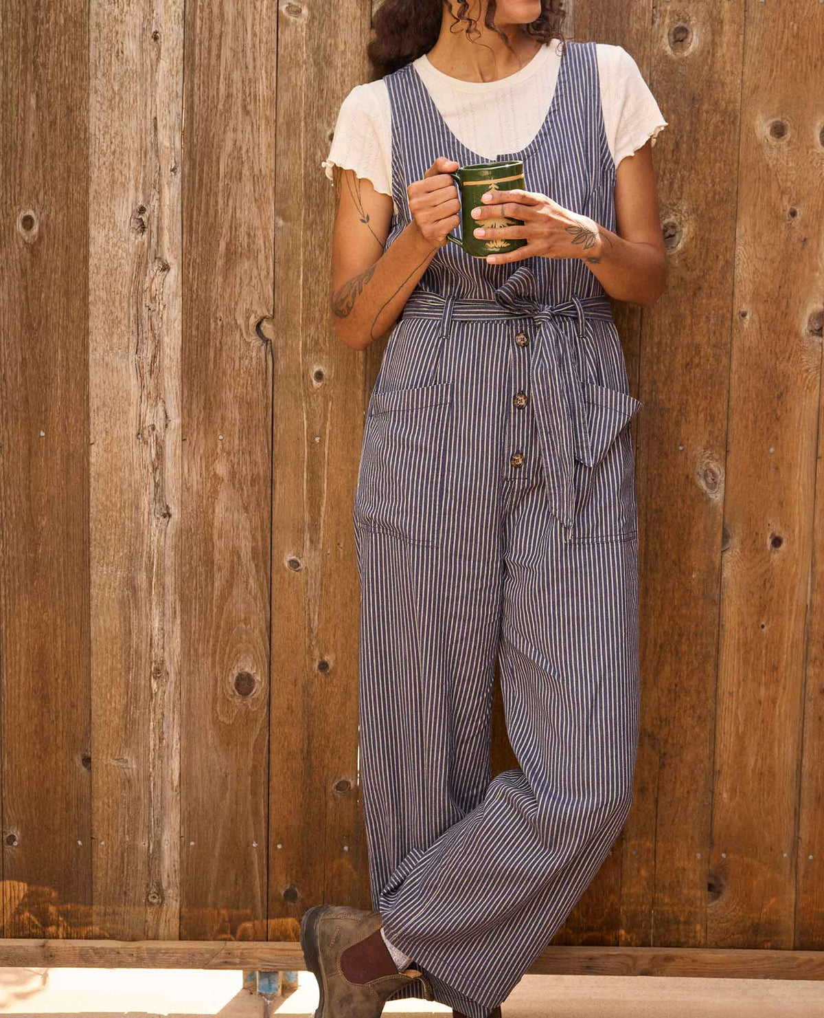 Toad & Co Tarn Sleeveless Jumpsuit - Navy Railroad Stripe