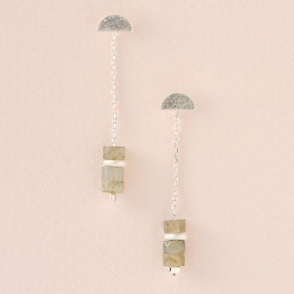 Scout Stone Meteor Thread/Jacket Earring - Labradorite/Silver