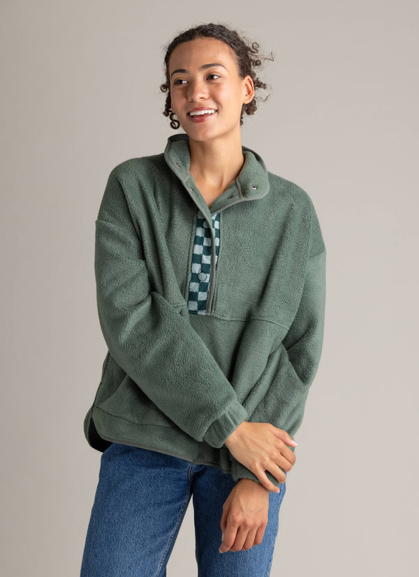 LIV Outdoor Dawn Heavy Fleece Quarter Snap Pullover - Laurel Wreath