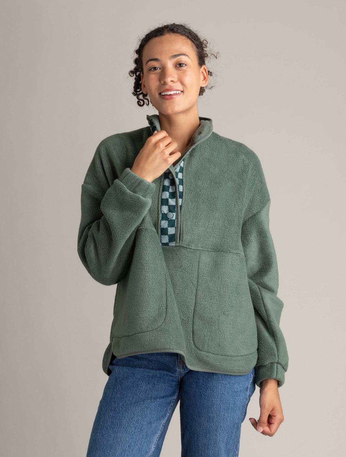 LIV Outdoor Dawn Heavy Fleece Quarter Snap Pullover - Laurel Wreath