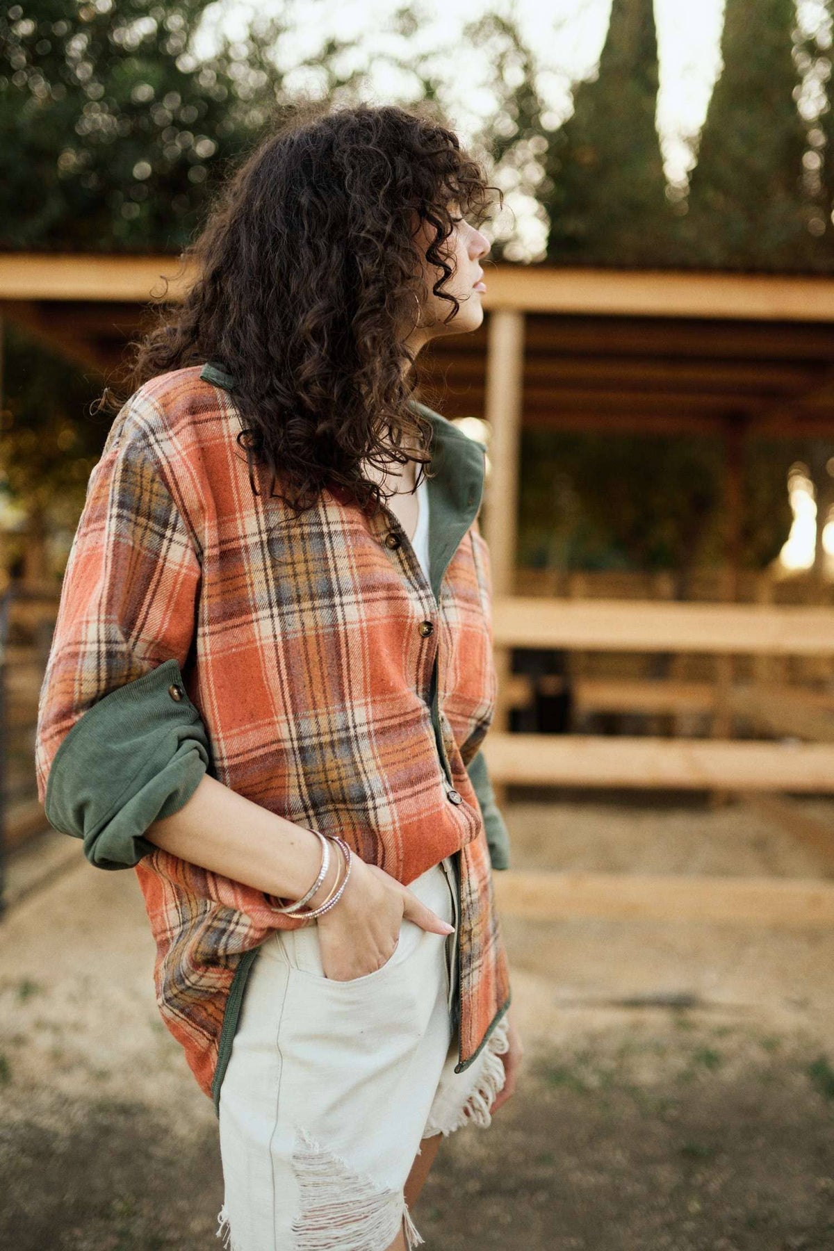 Reversible Corduroy and Plaid Button Down Shirt