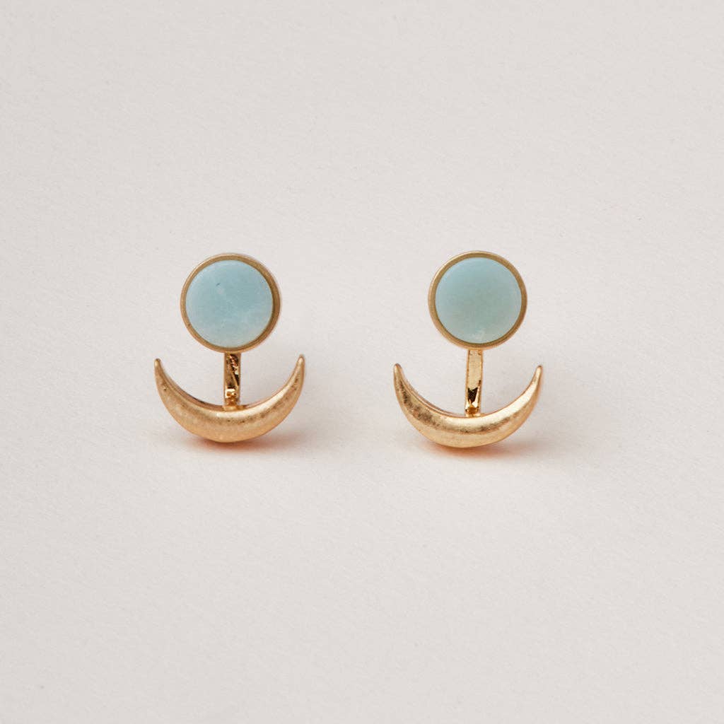 Scout Stone Moon Phase Ear Jacket - Amazonite/Gold