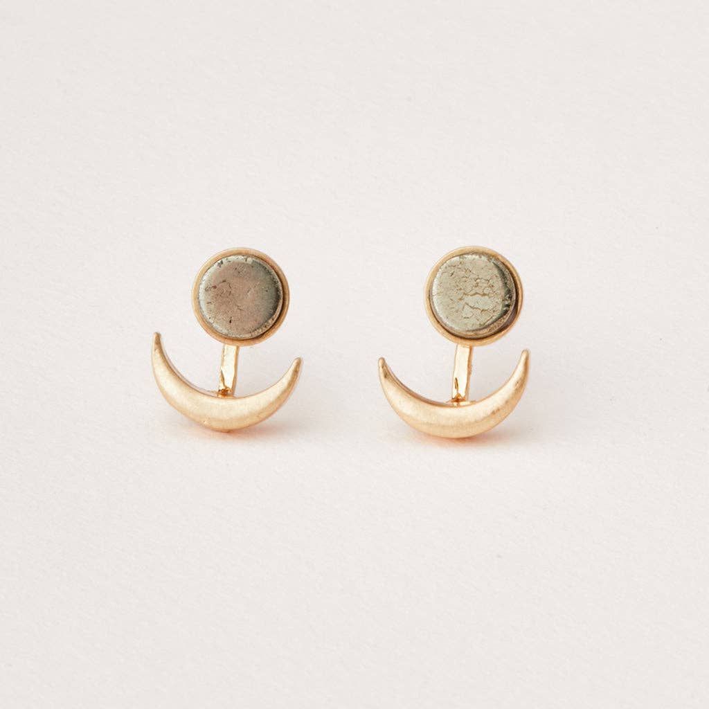 Scout Stone Moon Phase Ear Jacket - Pyrite/Gold