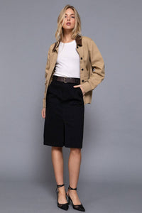 Long Sleeve Corduroy Collar Cotton Twill Work Jacket