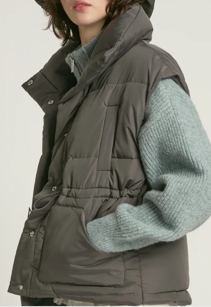 Look By M Cocoon Puffer Vest - Graphite