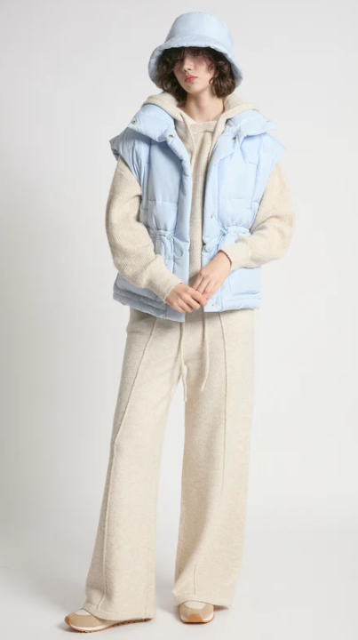 Look By M Cocoon Puffer Vest - Cotton Blue