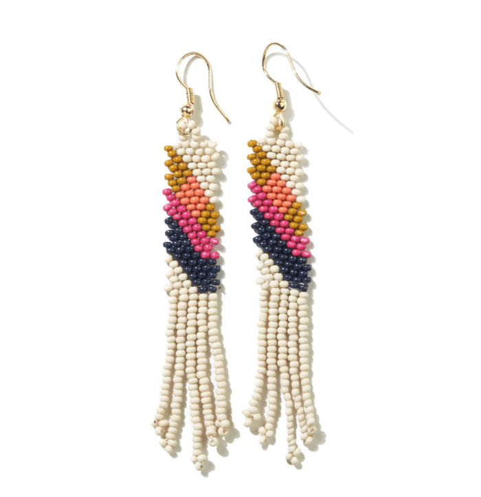 Ink + Alloy Ivory & Hot Pink Angels Petite Fringe Earrings