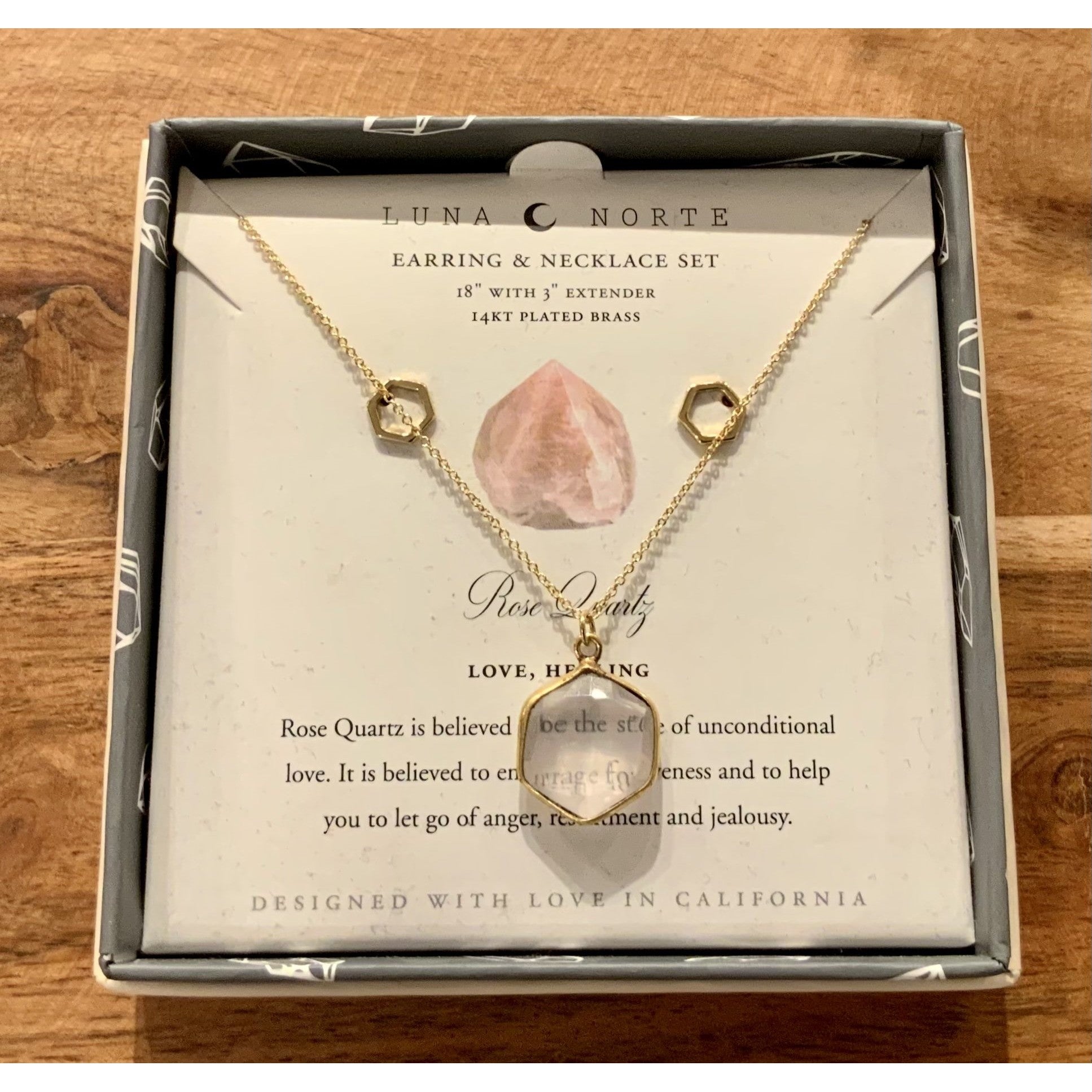 Rose Quartz Crystal Pendant Necklace in Silver | Lisa Angel