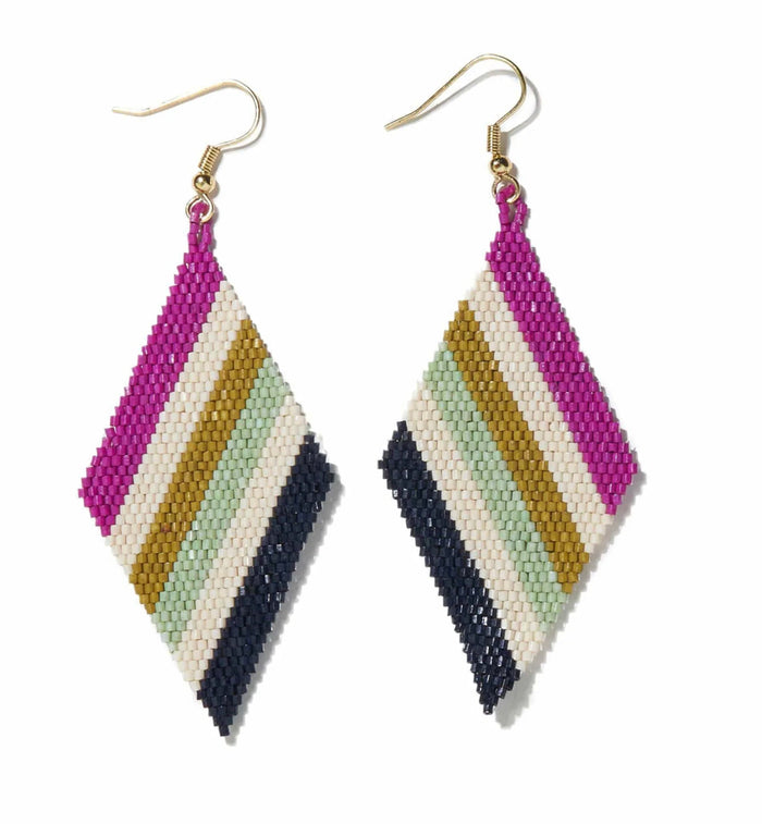 Ink + Alloy Magenta Ivory & Citron Diagonal Diamond Luxe Earrings