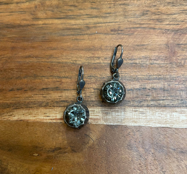 La Vie Parisienne By Catherine Popesco Double Sided Graphite Crystal Earrings