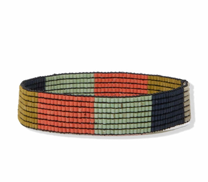 Ink + Alloy Coral Mint & Navy Color Block Small Luxe Stretch Bracelet