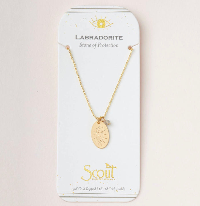 Scout Stone Intention Charm Necklace - Labradorite Stone Of Protection