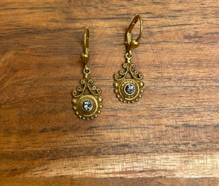 La Vie Parisienne By Catherine Popesco Small Medallion Graphite Crystal Earrings