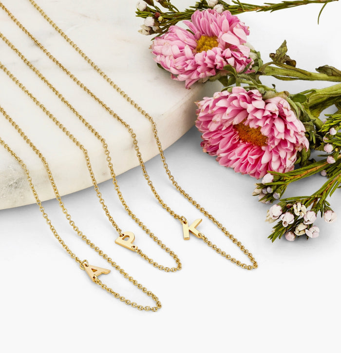 Lucky Feather Celebrate You Sideways Initial Necklace