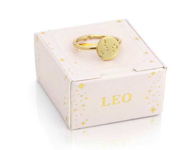 Lucky Feather Zodiac Signet Ring - Leo