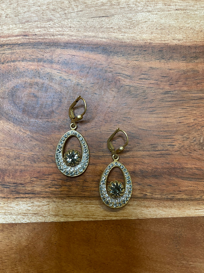 La Vie Parisienne By Catherine Popesco Graphite & Clear Crystal Teardrop Earrings