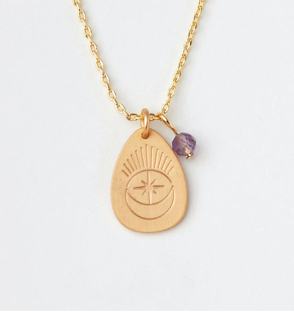 Scout Stone Intention Charm Necklace - Amethyst Stone Of Protection