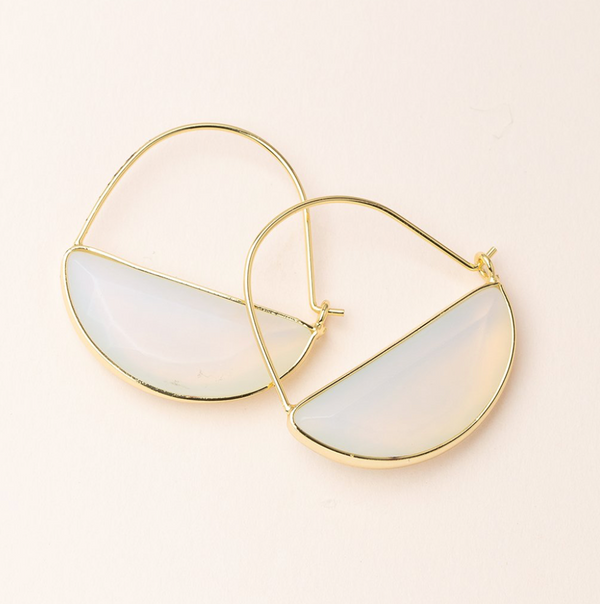 Scout Stone Prism Hoop Earrings Opalite Stone Of Healing and Gold