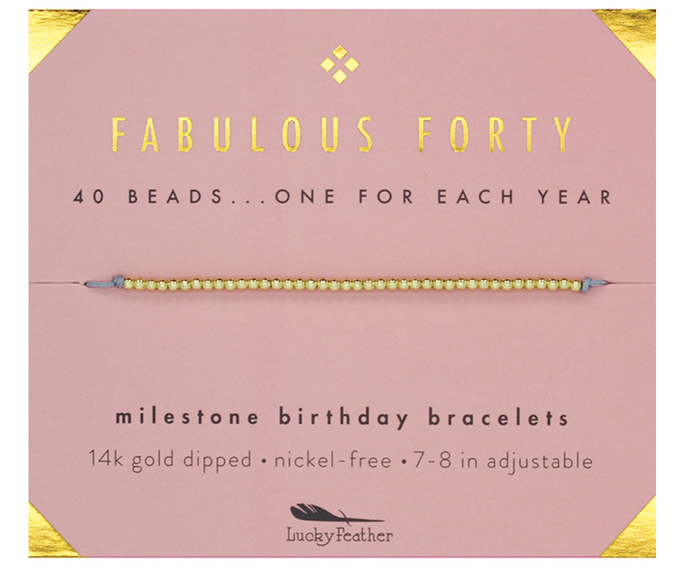 Lucky Feather Birthday Milestone Bracelet - Fabulous Forty