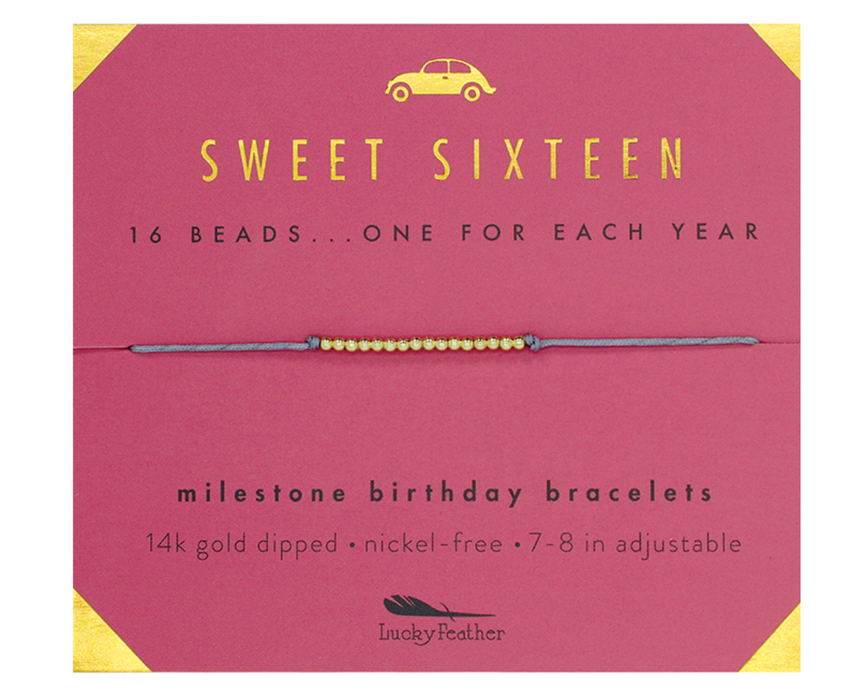 Lucky Feather Birthday Milestone Bracelet - Sweet Sixteen