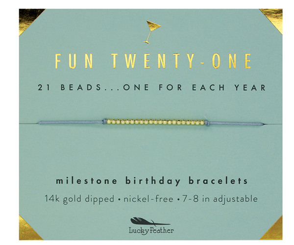 Lucky Feather Birthday Milestone Bracelet - Fun Twenty-One