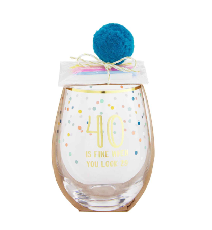 Mud Pie 40th Birthday Wine Glass and Candle Set - The Boutique at Fresh