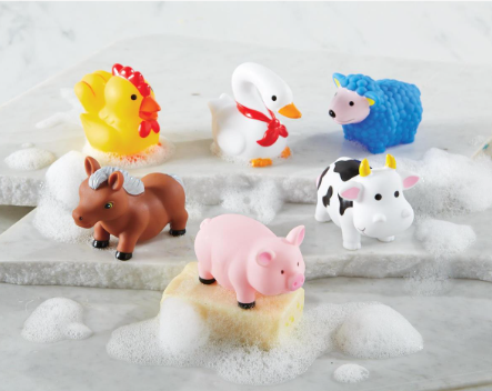 mud pie farm animal rubber bath toy set