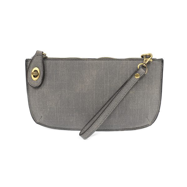 Joy Susan Mini Crossbody Wristlet Grey Faux Linen